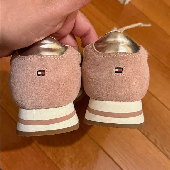Tommy Hilfiger Women's Metallic Gold and Blush Sneakers - Picture 4 of 5